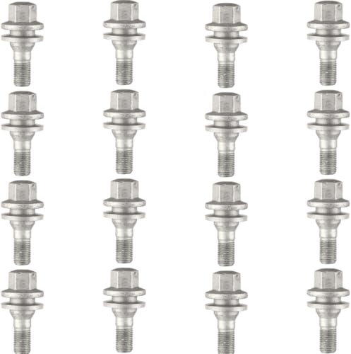 RYBO Boulons de roue, rondelle plate, M12 x 1,25 – Compatible avec Citroën C2 C3 C4 C5 Peugeot 206 207 308 407 (16)