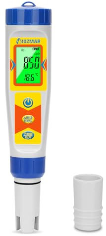 UIUZMAR Wasserstoff Messgerät und pH Messgerät Wasser, Wasserstoff Wasserflaschentester für Trinkwasser, 6 in 1 Wasserqualitätstester Mit pH H2 ORP TDS EC TEMP Funktion für Pool, Whirlpool, Hydroponik