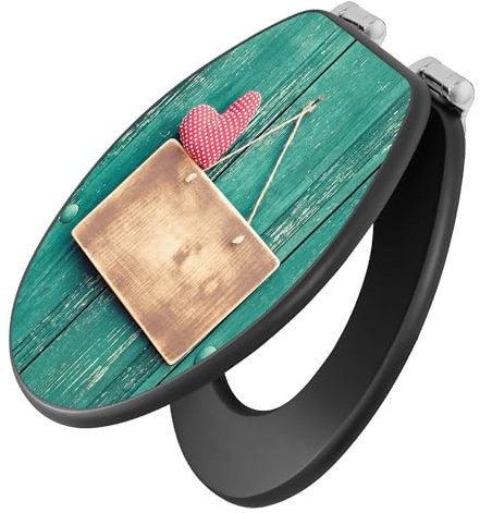 banjado Toilettendeckel anthrazit mit Absenkautomatik - WC Sitz mit Absenkautomatik anthrazit - Klodeckel grau - Toilettensitz dunkel - edle Klobrille - Tür mit Herz