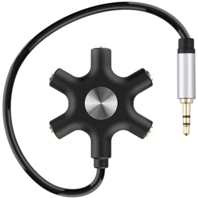 BigCheer 5-Jack Multi Kopfhörer Audio Splitter, Kopfhörer Verteiler mit 3.5mm Anschluss, um bis zu fünf Geräte für Klassenzimmer, Audio Mischen zu verbinden, Kompatibel mit Smartphones & Tablets