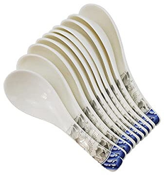 WDSOPK Cucharas 10 Cucharas Soperas Azules Y Blancas, Cucharas Grandes De Cerámica para El Hogar, Cucharas Soperas Pequeñas, Cucharas De Porcelana, Cucharas Soperas, Cucharas Pa
