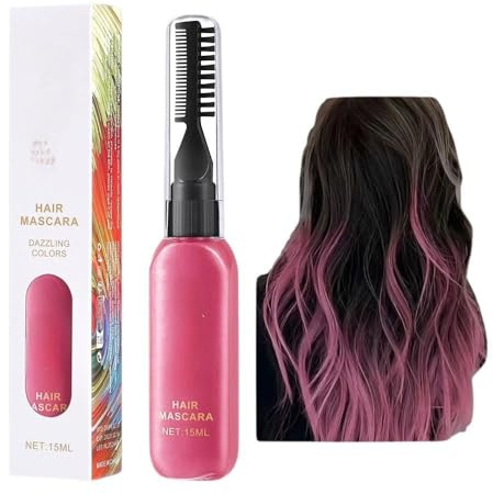 Juego de rímel con tinte temporal para el cabello, 8 colores brillantes, diseño de pincel de doble punta, aplicación rápida, fácil de usar y lavar, adecuado para uso diario