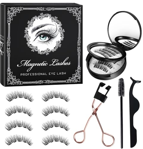 Magnetische Wimpern,Magnetische Wimpern mit Applikator,magische Wimpern, magnetisch, wiederverwendbar,bestes magnetisches Wimpern-Set,kein Kleber, mit Applikato(6)