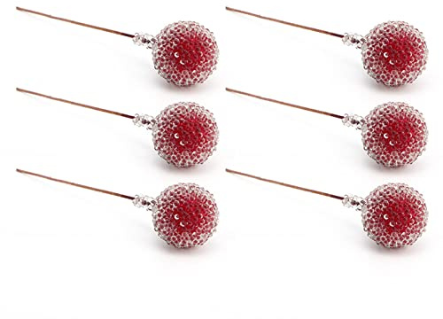 Zerodis 100 Pcs Baies de Houx Givrées Artificielles, Faux Fruits de Baie Rouge avec Tiges Décoration d'arbre Noël Couronnes Fête la Fête la pour Les Hôtels, Les Lieux Travail, Mariages, Jardins