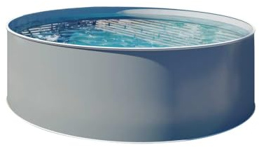 Design-Stahlwandpool Ø 4,50 x 1,20 m - Rundpool anthrazit mit Grauer 0,80 mm Folie - einfacher Aufbau - schraubenfreie Montage - freistehend teileingelassen oder eingelassen