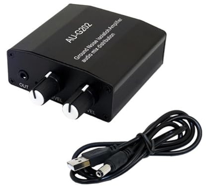 2 Channel 3.5mm Auditory Mixing Console 2 in 2 Out Headphone Auditory Mixer for Home and Studio