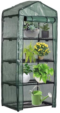 Serra per pomodori con 4 ripiani, copertura in PE, stabile, facile da montare, per terrazze, salvaspazio