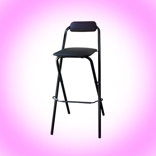 GSKDZG Sgabello Pieghevole Imbottito Sedie Pieghevoli Con Schienale E Poggiapiedi, Sgabello Da Bar Portatile Per Cucina, Bancone, Campeggio, 65cm 70cm 75cm(Black,65cm)