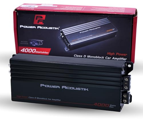 Power Acoustik Class D Monoblock Amplifier – 4000 Watt Class D Monoblock Amp | Compact Car Amp for Subwoofers | High-Power Mono Amplifier Car Audio | Ultra-Small for Car Mono Systems