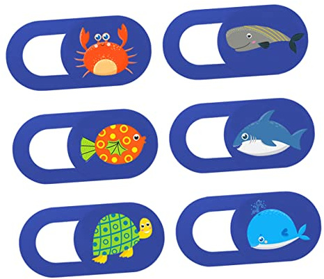 Homoyoyo 6pièces Cache Webcam Motif Animaux Marins Protège-Privacy Téléphone Ordinateur Portable Tablette Design Ultra Fin Compatible Léger Et Pratique à Transporter