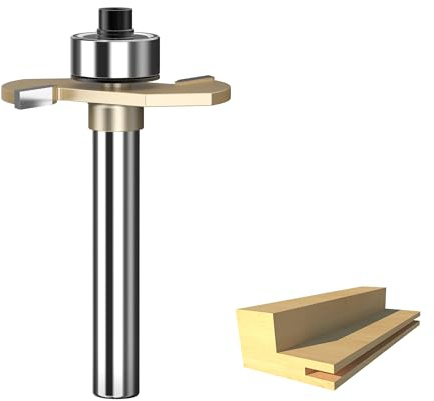 HUHAO Slot Cutter Router Bit, T Type Bit with Bearing, Slot Router Bit Set,1/4 Shank,Cutting Height 3/32 T Trark Bit with Bearing