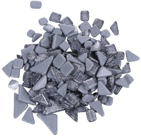CLISPEED Piedras Irregulares para Mosaico con Brillo Cristal Suave y Resistente Gris para Manualidades DIY Decorativas