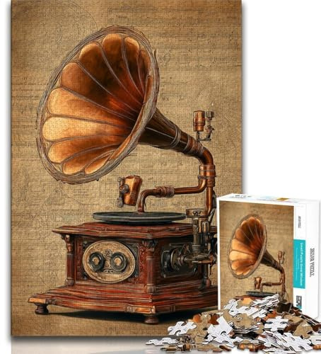 1000 Piece Jigsaw Puzzles for Adults & Teens Retro Gramophone,Challenging Game for Is Ideal As A Gift for The Whole Family (38x26cm)