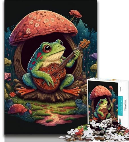 Puzzle mit 1000 Teilen für Teenager, Frosch spielt Banjo, Teenager-Puzzle, anspruchsvolles Spiel, ganze Familie (Größe 75x50cm)