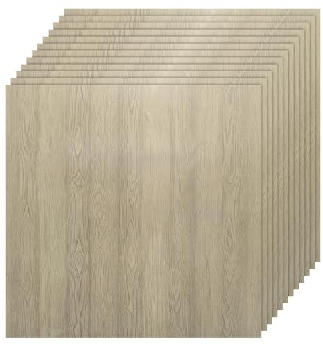 GREENSAPPIRE 40PCS Self-Adhesive Floor Tiles, 30x30cm Peel and Stick Marble Effect Vinyl Flooring – Waterproof Stick-On Tiles for Bathroom, Kitchen, Living Room, and Bedroom (40, Grey Wood Grain)