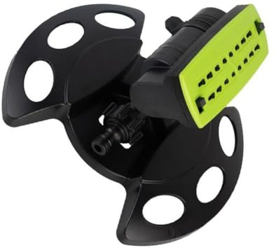 MonoSora 16 Holes Automatic Oscillating Garden Sprinkler Nozzle with 180° Rotation, Adjustable Spray for Lawn and Plants, Black with Green
