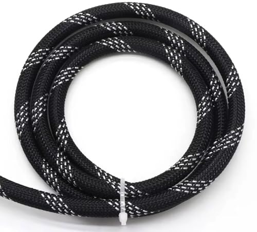 Gaine Tressée Pet Haute Densité Noire Et Argentée 1-50M (diamètre Intérieur 4-25 Mm) – Gaine Souple Type Peau De Serpent for Câbles Électriques(5M,ID10mm)