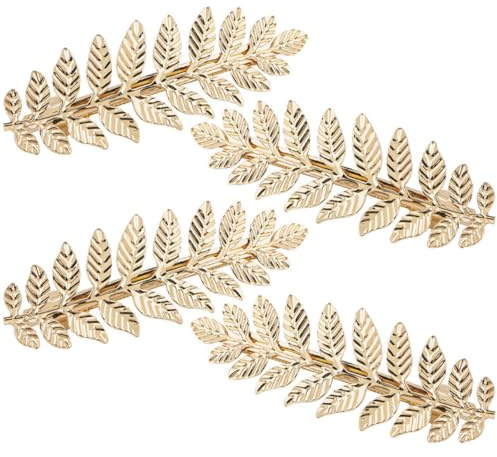 Operitacx Lot de 4 Barrettes à Cheveux Dorées à Ressort Motif Feuille, Accessoires de Coiffure pour Femmes, Pinces Décoratives pour Cheveux Épais, Clips Maniables pour Coiffures