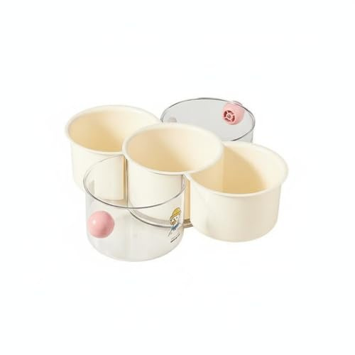 MotiveTech Plato Giratorio para Fondue China Diseño Desmontable Plato de Verduras Pot Apilable Organizador de Alimentos Giratorio para Reuniones, Nogal+Blanco, L