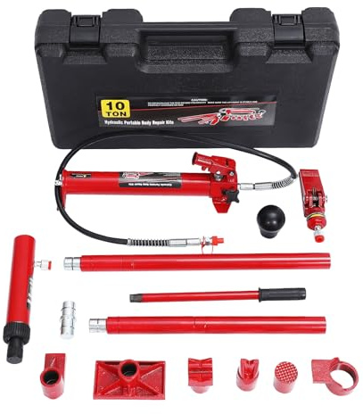GarveeMore Hydraulische Wagenheber 10 Tonnen Hydraulikzylinder Bausatz Autokarosserierahmen-Reparaturset Mit Aufbewahrungskoffer Für Autoreparatur, LKW, Bauernhof