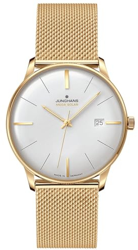 JUNGHANS Meister Mega Solar Armbanduhr Goldfarben 59/7600.46 | Made in Germany, Armbanduhr für Herren und Damen,
