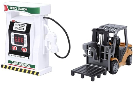 Funien Giocattolo per Carrello Elevatore in Scala 1:64, Veicolo da Costruzione in Lega RC per Giovani con Musica e Luci, Ricaricabile Tramite USB