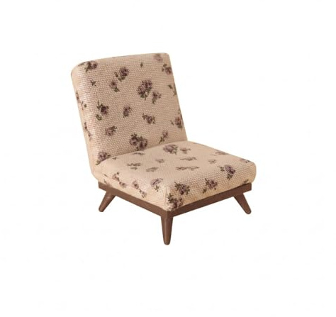 FytStycale 1/12 Fauteuil Miniature Poupée, Fauteuil Pieds Bois Inclinés | Siège Rembourré Design Simple, Accessoire de Décoration pour Diorama, Décoration Chambre et Maquette, Fleurs, Tissu