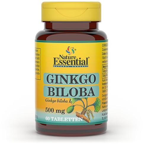 Nature Essential Ginkgo Biloba 500mg Extrakt Pulver Das günstigste hochdosierte Premium auf dem Markt, 60 stück | Essential Ginkgo Biloba