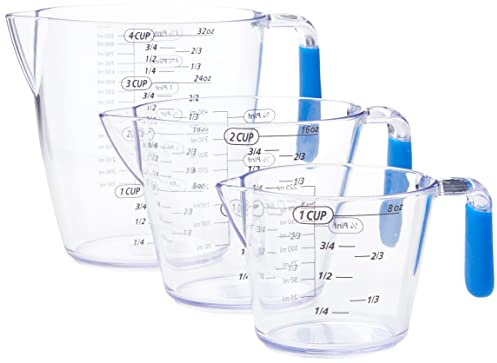 KitchenCraft Colourworks, Juego de 3 jarras medidoras, Azul