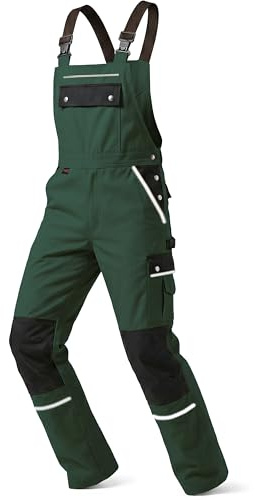 TMG® Arbeitslatzhose für Herren, Sicherheitshose mit integrierter Kniebandage und elastischen Trägern