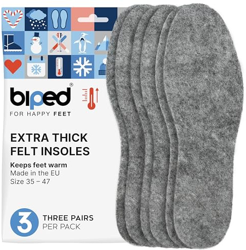 biped 3 par filtsulor - Extra tjocka skosulor av slitstark filt - Värmande värmesulor för vintern z1014(42)