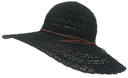 Roffatide Damen Spitze Baumwolle Schlapphut Großer Krempe Strohhut Sommerhüte Für Frauen Mit Bowknot Strandhut Mütze