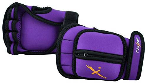 MaxxMMA Adjustable Weighted Gloves, 2 lb. Set - Removable Weight (2 x 0.5 lb. Each Glove) for Sculpting MMA Kickboxing Cardio Aerobics Hand Speed Coordination Shoulder Strength (Purple)