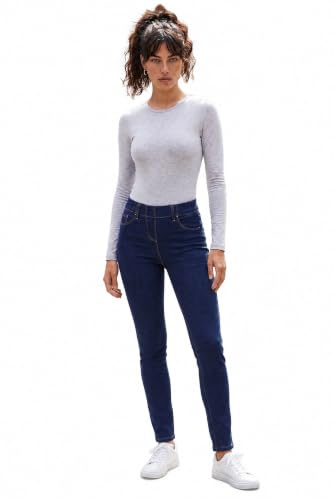 Roman Originals Jeggings for Women UK Jean Ladies Stretchy Trousers Denim Leggings High Waist Rise Pull On Skinny Straight Leg Cotton Pants Smart Casual
