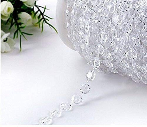 Yulakes 30 m/30,2 m Rouleau de cristal comme Perles Chaîne Guirlande Perles Rideau pour Chandelier Décoration de mariage de sapin de Noël Craft Decor 10 mm