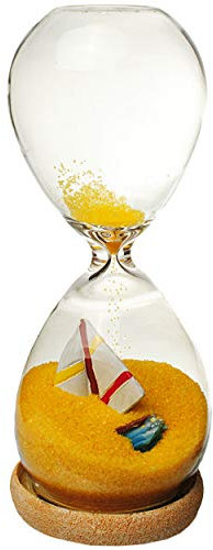 alles-meine.de GmbH große Sanduhr/Dekofigur - Schiff - Boot - Segelboot - gelb - aus Glas - 15 cm - bunter Dekosand - Dekosanduhr - Reise - Ostsee/Nordsee - Dekoration - ..