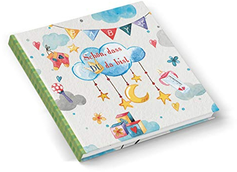 Logbuch-Verlag Babybuch leer zum Einschreiben Babytagebuch blau grün Geschenk Geburt Taufe erstes Lebensjahr Junge & Mädchen quadratisch