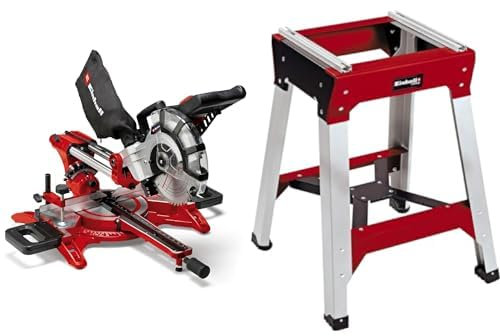 Einhell Zug-Kapp-Gehrungssäge TC-SM 2131/1 Dual (max. 1.800 W, 4.900 min-1, integrierte Zugfunktion, Werkstückanschlag, Spannvorrichtung, inkl. Hartmetall-Sägeblatt, E-Stand)