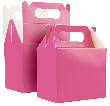 20Pcs Light Pink Party Food Lunch Boxes Takeaway Containers 14x12x10 cm - Meal Treat, Candy, Cookie, Toys, Cake Packing for Kids Birthday, Wedding, Catering Events, Picnics Party Bags