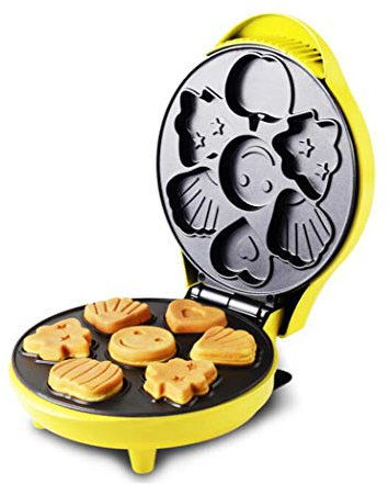 Inicio desayuno Máquina Waffle Mini Cake Cartoon Maker, Lateral doble Calefacción, Temperatura constante, Placas antiadherente, 3 Minutos Fast Machine Hornear
