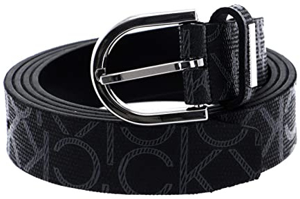 Calvin Klein Damen Gürtel Ck Must Round Belt 2.5 cm Mono Kunstledergürtel, Schwarz (Black Mono), 85 cm