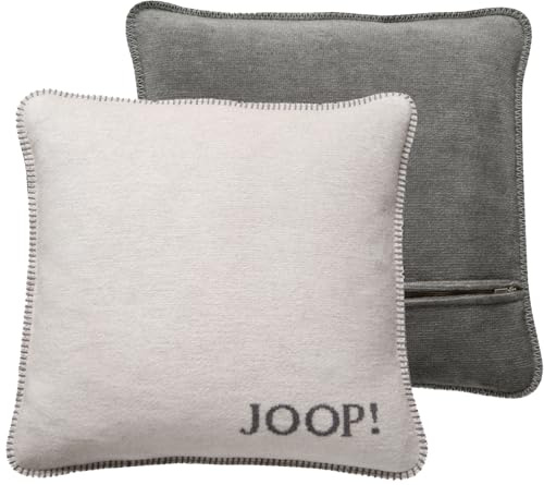 Joop! Kissenhülle Uni Doubleface Ecru-Graphit Baumwolle/Polyacryl, Maße: 50cm x 50cm, 754707