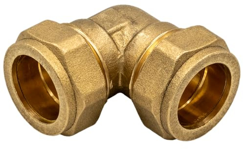 KNM Trade Klemmverschraubung Winkel 90° Messing 18x18 Gold | Heizungsinstallation, Sanitär, Wasser, Druckluft, Solar, Dampfanlagen, DVGW
