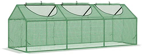 Outsunny Invernadero de Terraza 180x60x60 cm Caseta de Jardín Acero con 3 Ventanas Enrollables Vivero Casero para Cultivo de Plantas Verduras Flores Verde