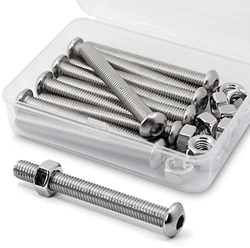 10 viti a testa tonda M8-1,25 x 70 mm, viti esagonali e dadi 304 in acciaio inox 18-8