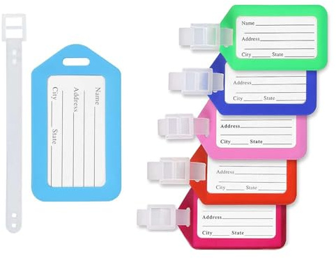 10 Stück Kofferanhänger Adressschild Koffer Anhänger Reise Namensschilder Luggage ID Tag Gepäckanhänger viele Farben aus flexiblem Kunststoff zum beschriften (5)