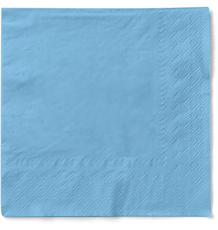 Tissue Serviette 3-lagig saugstark Ideal für Partys Feste und Gastronomie 33 x 33 cm 100 Stück Farbe hellblau