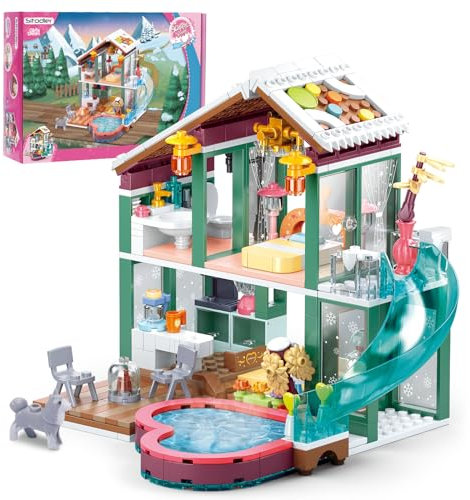 Sitodier Bauklötze Spielzeug- 439pcs Ferienhaus Bauspielzeug für Kinder 6-12, Bauklötze Kit für Kinder Mädchen Jungen Alter 6 7 8 9 10 11 12 Geburtstag