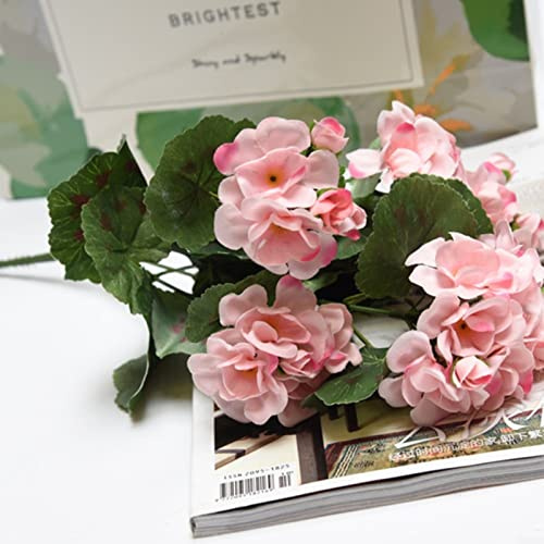 5 x künstliche Geranie, rote und rosa Blumen, künstliche Pflanzen, künstliche Blumen für den Innenbereich, Garten, Heimdekoration, hellrosa