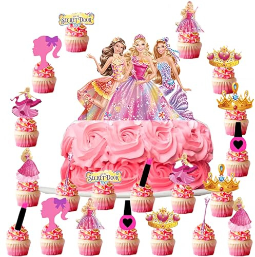 Babi Tortendeko Geburtstag Mädchen, 21PCS Prinzessin Tortendeko Geburtstag, Babi Cupcake Topper, Prinzessin Torten Dekos, Princess Muffins Deko, Geburtstags Deko für Mädchen